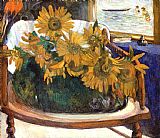 Still Life with Sunflowers on an Armchair by Paul Gauguin